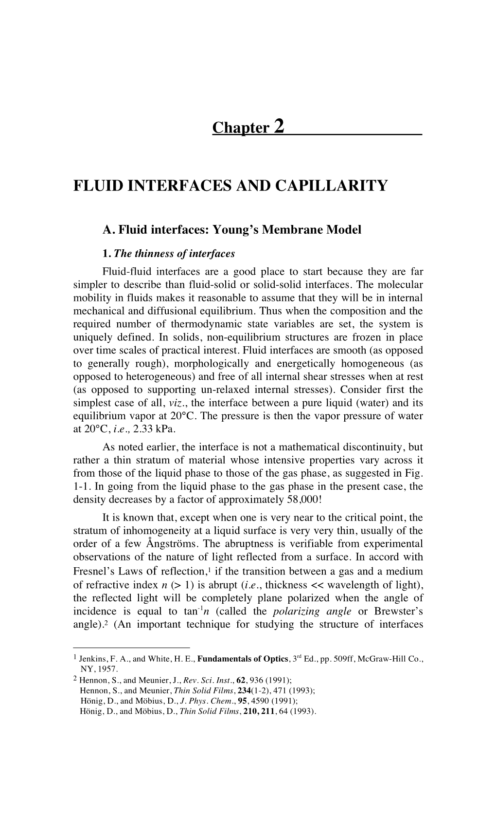 Chapter 2 FLUID INTERFACES and CAPILLARITY