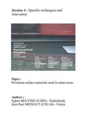 Surface Pavement Materials Used Ion Urban Areas