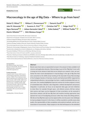 Macroecology in the Age of Big Data &#X2013