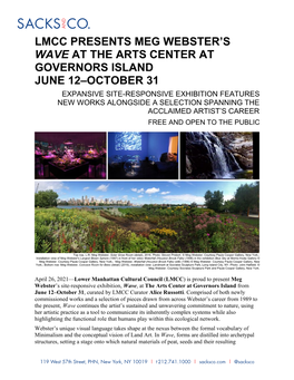 Lmcc Presents Meg Webster's Wave at the Arts Center at Governors Island
