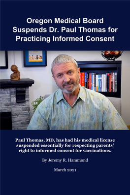 Oregon Medical Board Suspends Dr. Paul Thomas for Practicing Informed Consent