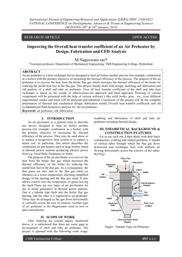 Improving the Overall Heat Transfer Coefficient of an Air Preheater by Design, Fabrication and CFD Analysis