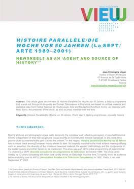 HISTOIRE PARALLÈLE/DIE WOCHE VOR 50 JAHREN (La SEPT/ ARTE 1989– 2001)