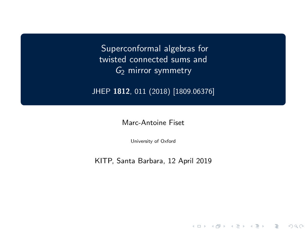 Superconformal Algebras for Twisted Connected Sums and G2 Mirror Symmetry