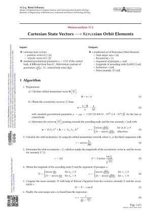 Cartesian State Vectors to Keplerian Orbit Elements