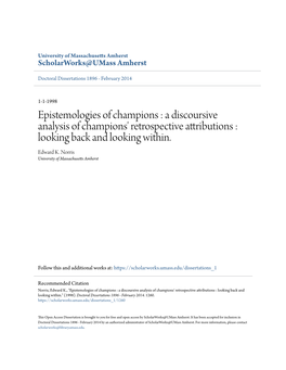 A Discoursive Analysis of Champions' Retrospective Attributions : Looking Back and Looking Within