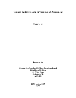 Strategic Environmental Assessment for the Orphan Basin