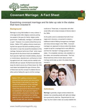 Covenant Marriage: a Fact Sheet