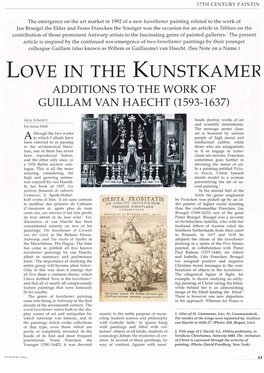 Love in the Kunstkamer Additions to the Work of Guillam Van Haecht (1593-7637)