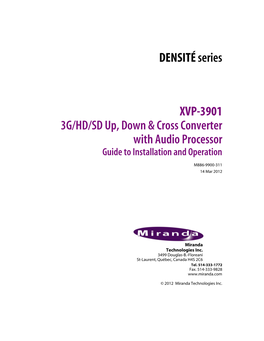 XVP-3901 Installation and Operation Guide V3.1.1