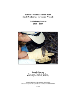 Lassen Volcanic National Park Small Vertebrate Inventory Project