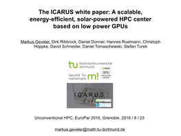 A Scalable, Energy-Efficient, Solar-Powered HPC Center Based on Low Power Gpus