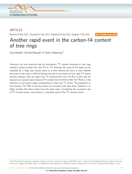 Another Rapid Event in the Carbon-14 Content of Tree Rings