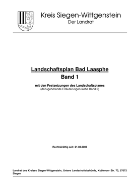Landschaftsplan Bad Laasphe Band 1
