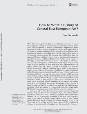 How to Write a History of Central-East European Art?