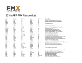 2018 AAFP FMX Attendee List