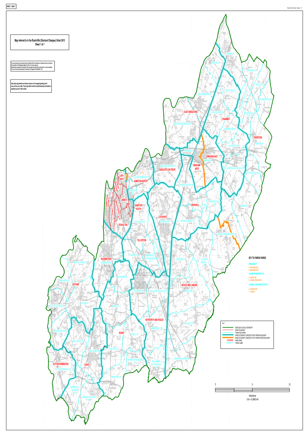 Map Referred to in the Rushcliffe (Electoral Changes) Order 2013 Sheet 1 of 1