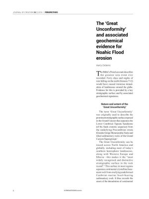 The 'Great Unconformity' and Associated Geochemical Evidence