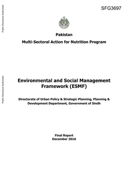 Pakistan Multi-Sectoral Action for Nutrition Program