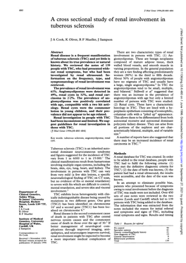 A Cross Sectional Study Ofrenal Involvement in Tuberous Sclerosis