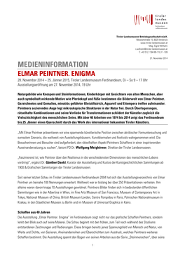 Medieninformation Elmar Peintner. Enigma 28