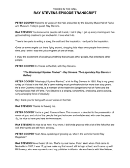 Ray Stevens Episode Transcript