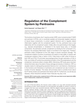 Regulation of the Complement System by Pentraxins