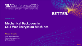 Mechanical Backdoors in Cold War Encryption Machines