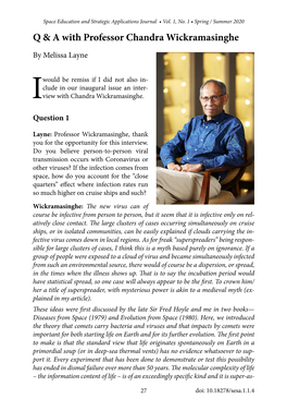 Q & a with Professor Chandra Wickramasinghe