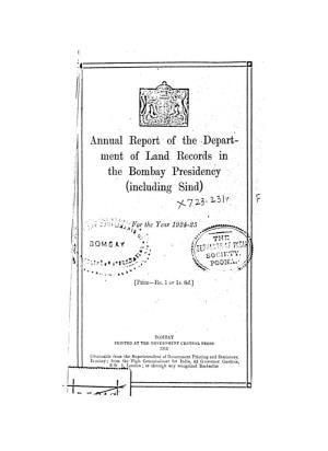 The Bombay Presidency (Including Sind) 'F.? ~3 ~ ~.3L·R~ F