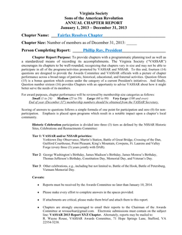 VASSAR Chapter Report Form for 2010