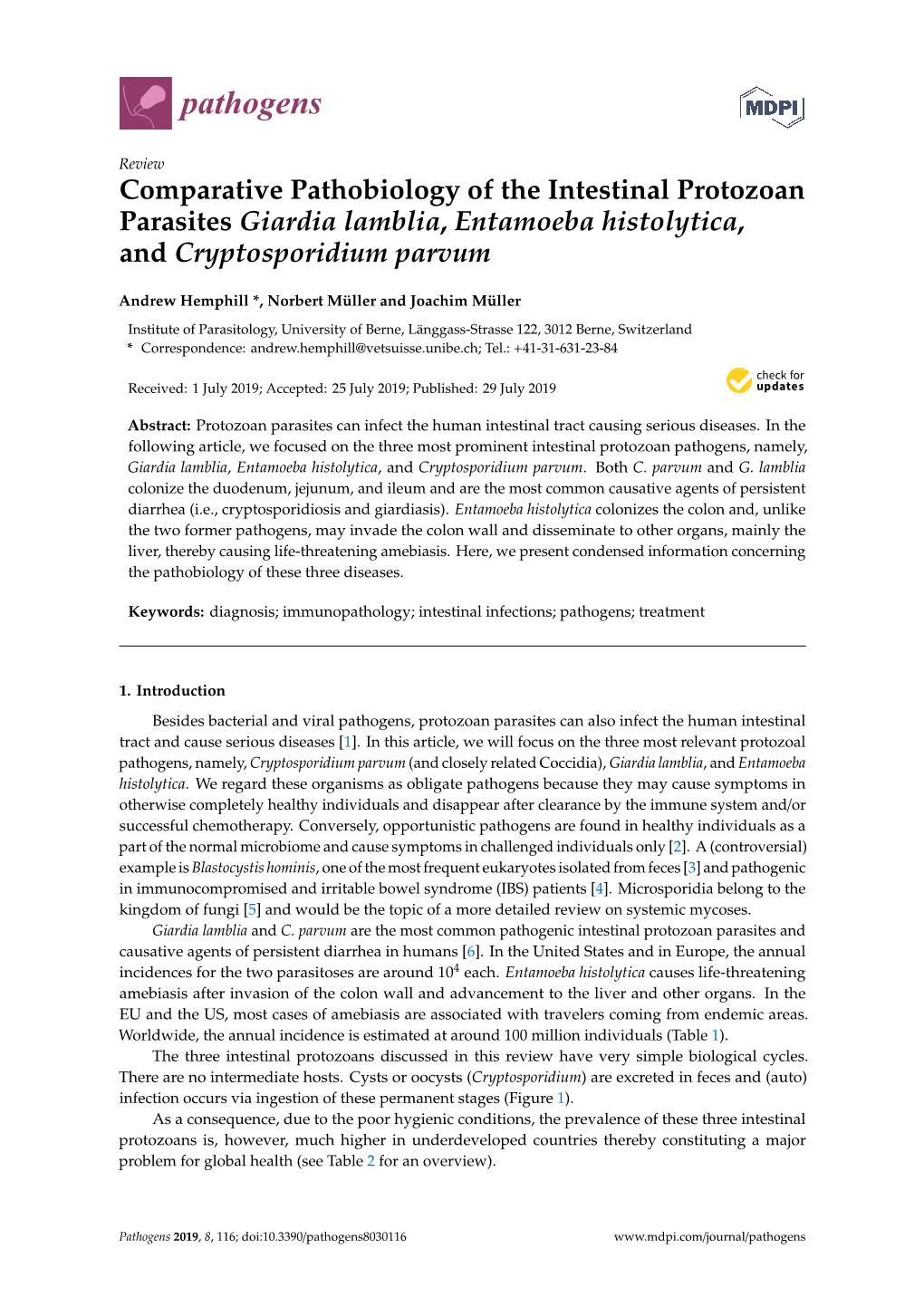 Comparative Pathobiology Of The Intestinal Protozoan Parasites Giardia Lamblia Entamoeba 1511