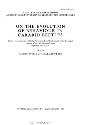 On the Evolution of Behaviour in Carabid Beetles