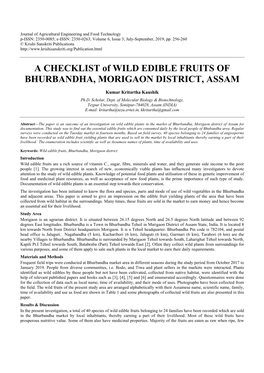 A CHECKLIST of WILD EDIBLE FRUITS of BHURBANDHA, MORIGAON DISTRICT, ASSAM