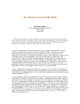 The Mamzer Jesus and His Birth