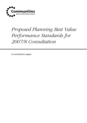 Performance Standards for 2007/8 Consultation