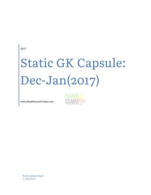 Static GK Capsule: Dec-Jan(2017)