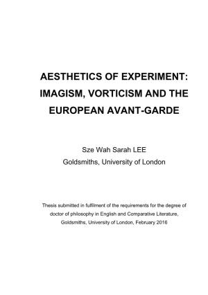 Imagism, Vorticism and the European Avant-Garde