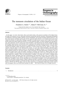 The Monsoon Circulation of the Indian Ocean Friedrich A