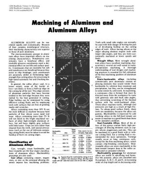 Machining of Aluminum and Aluminum Alloys / 763