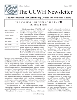 The CCWH Newsletter the Newsletter for the Coordinating Council for Women in History