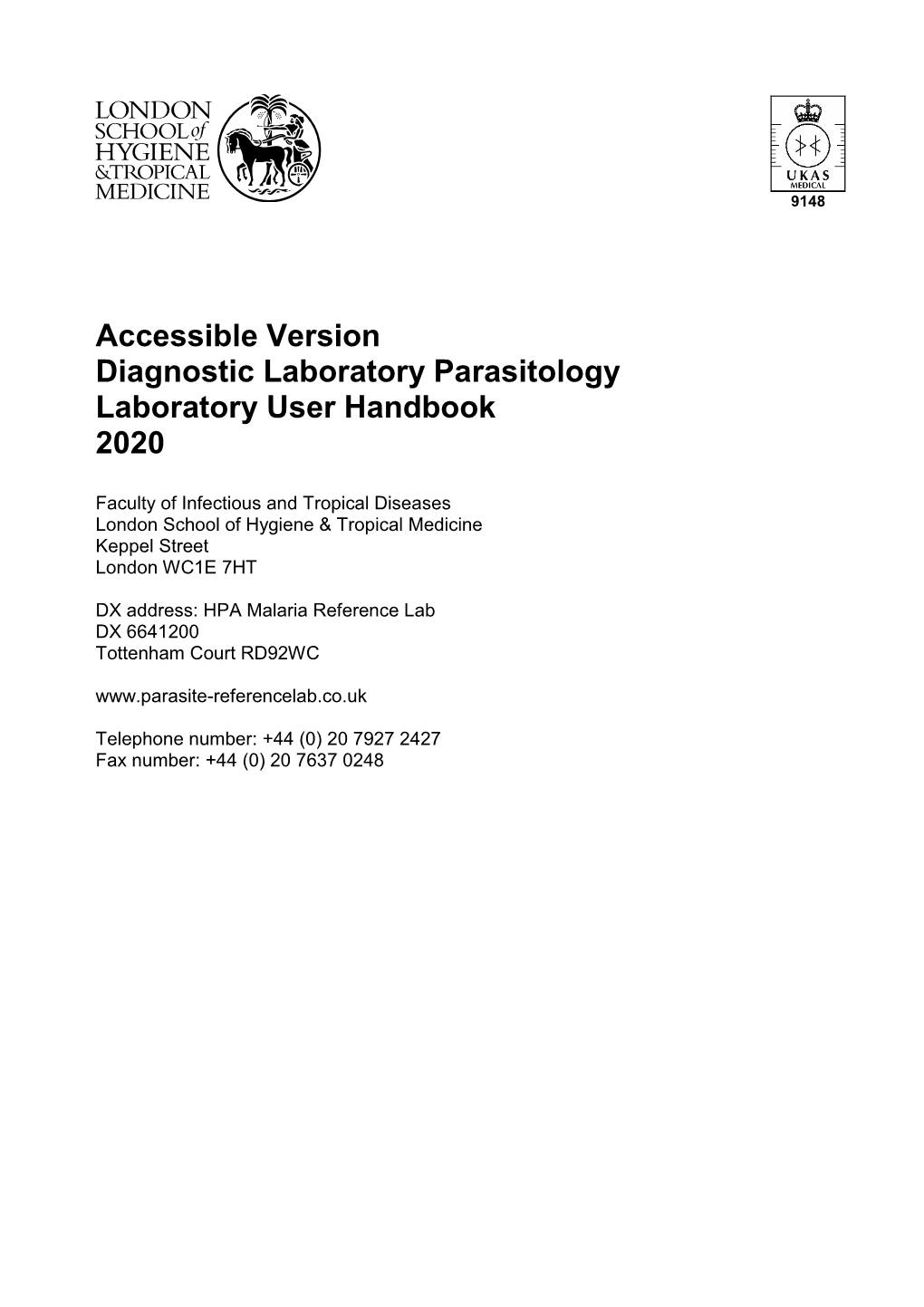 Diagnostic Laboratory Parasitology Laborotory User Handbook