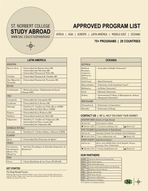 Approved Program List Study Abroad