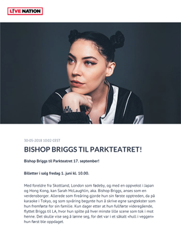 Bishop Briggs Til Parkteatret!