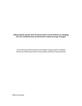 Influencing the Agenda: How the Latest Online Search Methods Are Changing the Way Communications Professionals Can Plan Message Strategies