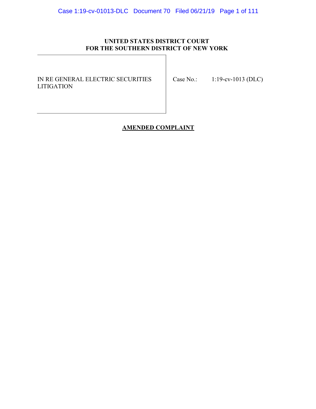 Case 1:19-Cv-01013-DLC Document 70 Filed 06/21/19 Page 1 of 111