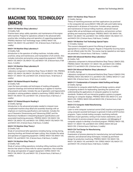 Machine Tool Technology (MACH)