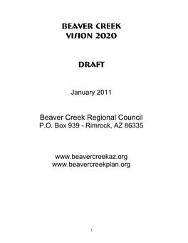 Beaver Creek Vision 2020 Draft