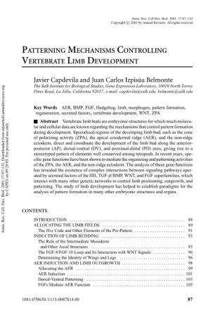Patterning Mechanisms Controlling Vertebrate Limb Development