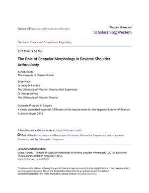 The Role of Scapular Morphology in Reverse Shoulder Arthroplasty